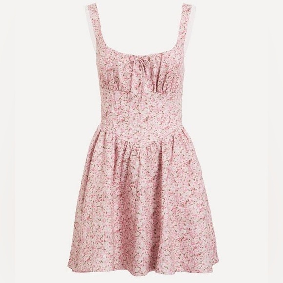 Reformation 4 Daria Rosin Linen Mini Dress in Pink Floral - Picture 4 of 12